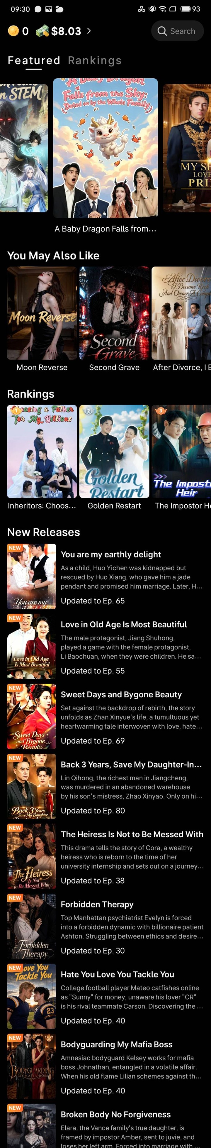 LiteShort Discover screen